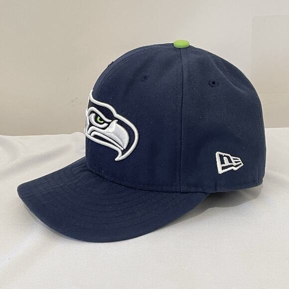 Seattle Seahawks Football NFL New Era Fitted Hat 7 1/4 59Fifty Navy Embroidered - Picture 2 of 11